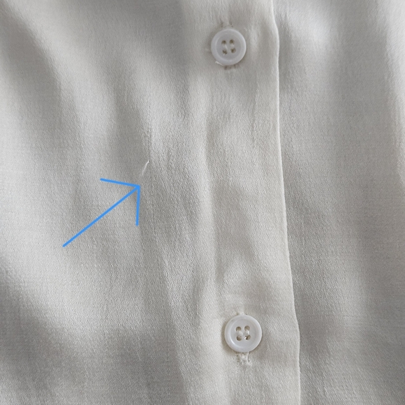 Zara Ivory Satin Button Up Blouse Small Long Sleeve Collard Shirt Women's Office - Picture 7 of 13